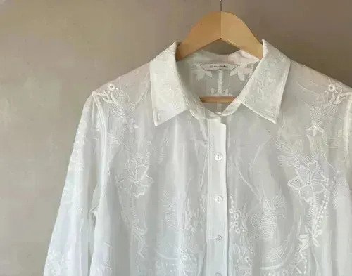 Camisa Blusa Tipo Broderie Delicada Para Mujer - Imagen 2