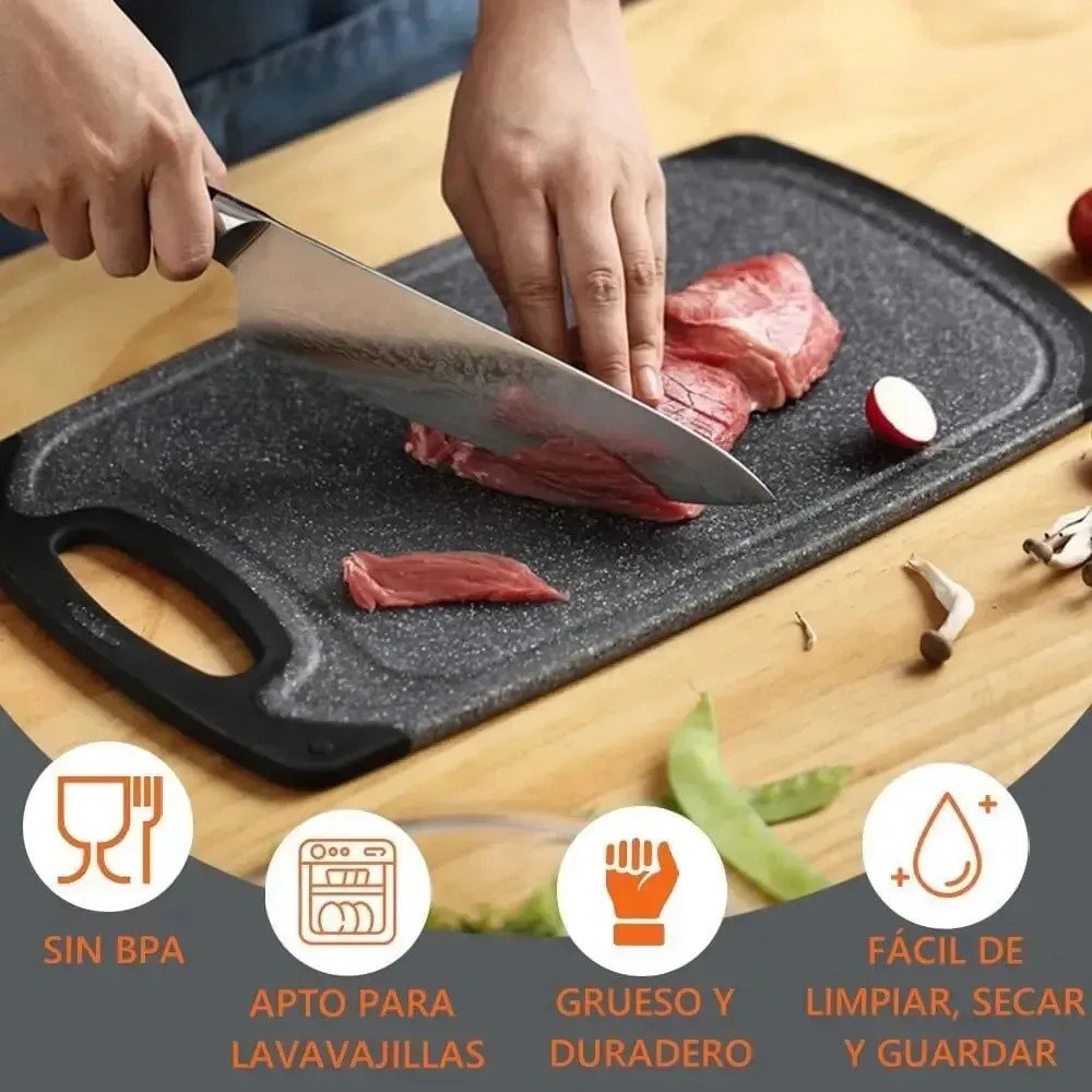 Set X3 Tablas De Picar Cocina Antideslizante Carne Verdura - Imagen 2
