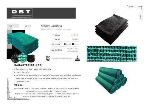 Media Sombra De 1.5 Metros Por 50 Metros - Imagen 3