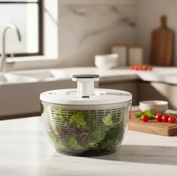 Secador De Verduras Manual Centrifugo 6l Escurridor Cocina Blanco