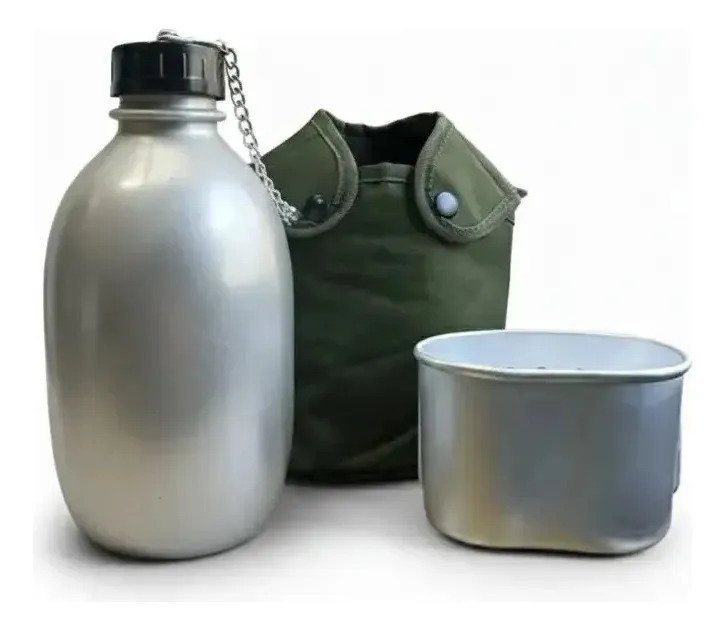 Cantimplora Táctica De Aluminio Con Marmita De 1.3 Litros