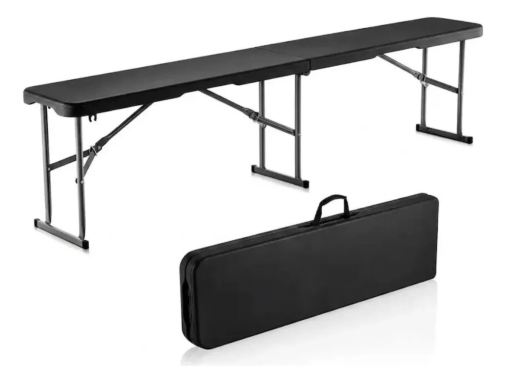 Banco Valija Plegable Reforzado 180cm Negro Camping Jardin