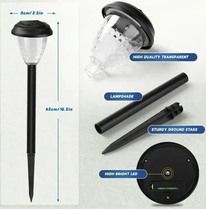 Lamparas Led X4 Estaca Jardin Resistente Negro - Imagen 3