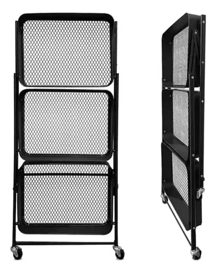 Carrito Organizador Plegable 3 Niveles Ruedas 360 - Imagen 3