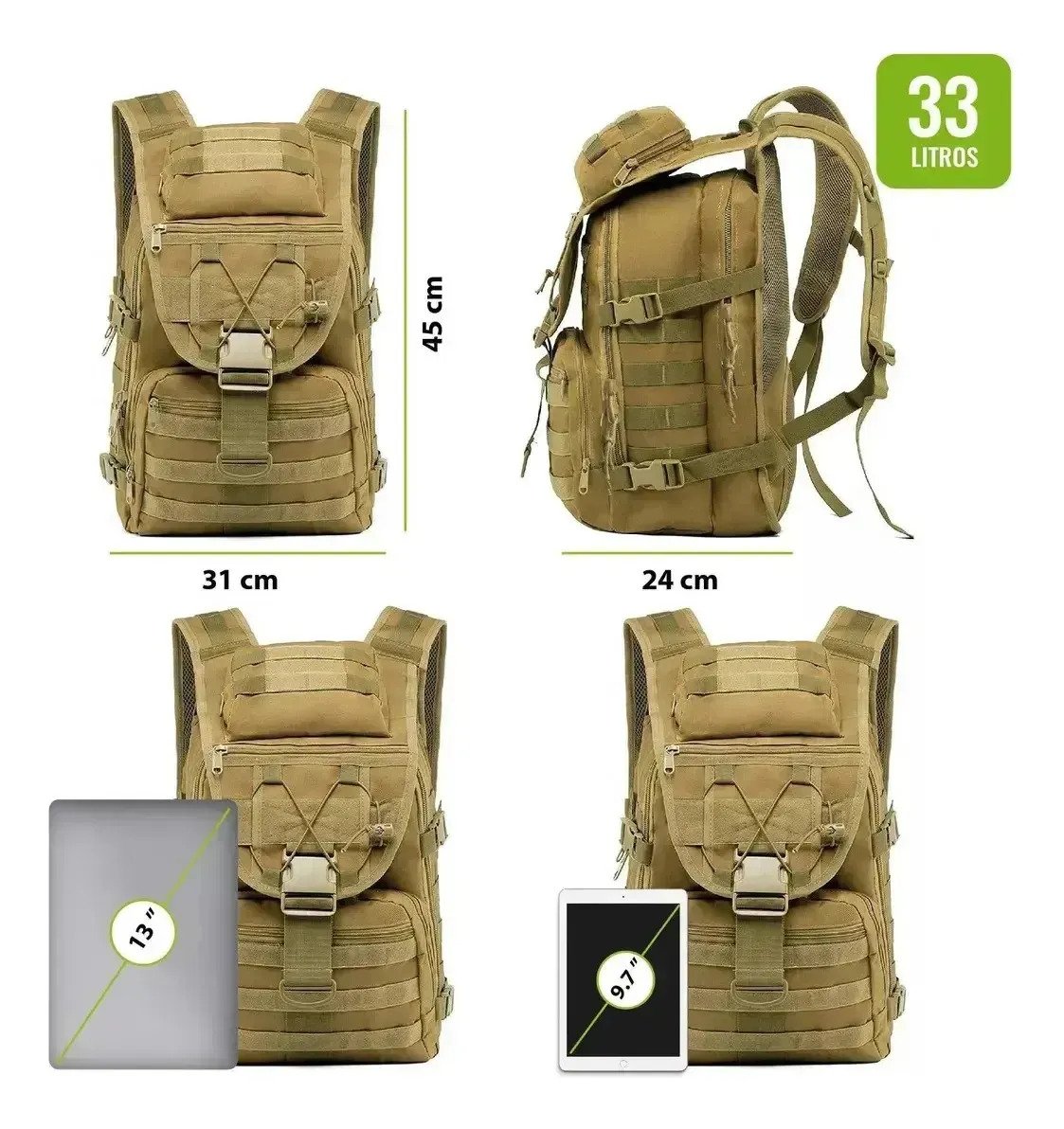 Mochila Táctica Militar Multiuso Deportiva Camping Notebook - Imagen 2