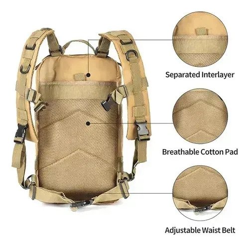 Mochila Tactica Militar Reforzada Camping Mochilero Bolso 25 - Imagen 6