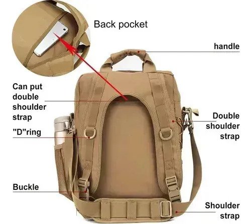 Mochila Táctica Militar Bolso Tablet Notebook 3 En 1 Viaje - Imagen 4