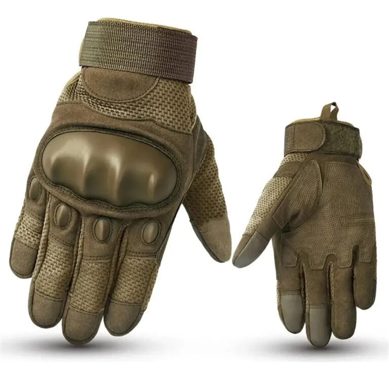 Guantes Tacticos Moto Protección Frio Termico Dedo Largo - Marrón claro, M