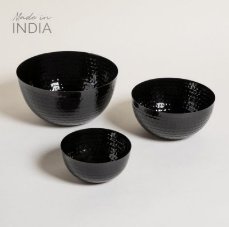 SET X 3 BOWLS REDONDOS ALTO BLACK KIRAN