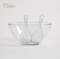 ENSALADERA CON CUBIERTOS DE ACRILICO SQUARE TRANSPARENTE 3350 ML