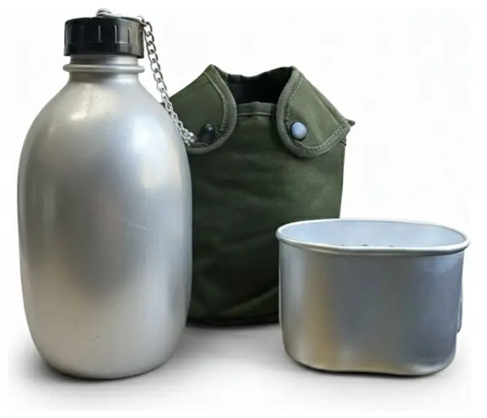 Cantimplora militar 1.3 l + Marmita + Funda verde
