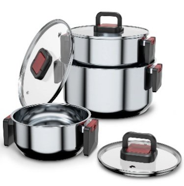 Set de Ollas de Acero Inoxidable x 6 Piezas