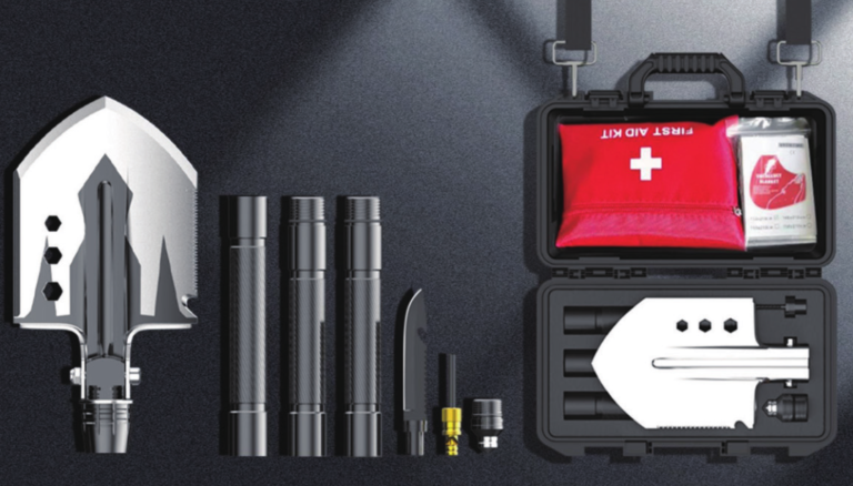 Pala táctica Multifunción + KIT de Supervivencia