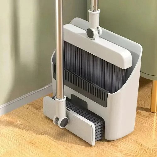 Set de Limpieza 3 en 1 Plegable – Escoba + Recogedor + Cepillo para Piso Blanco